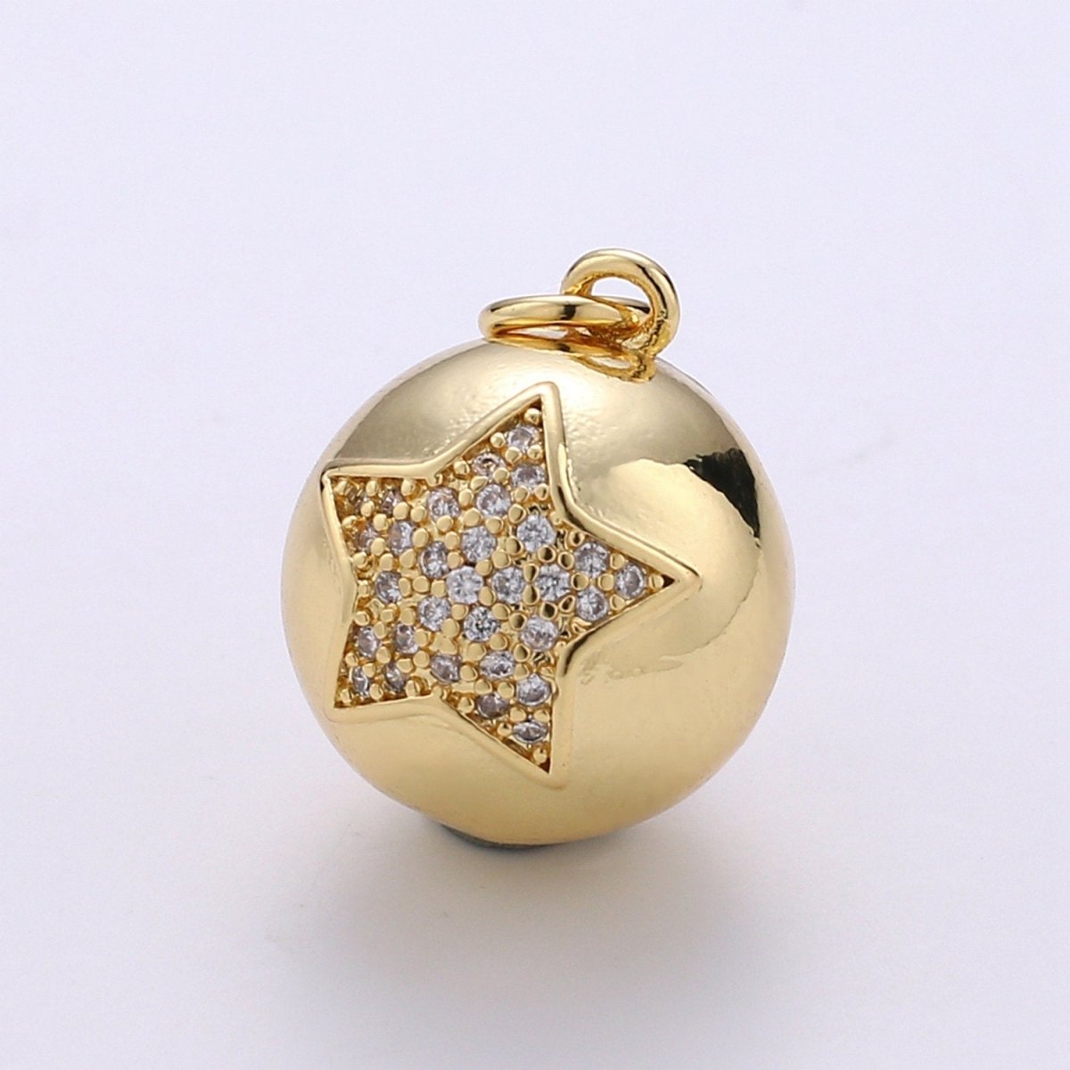 Micro Pave Star Charm Celestial Charm Ball Charm Ornament Star Pendant 14K Gold Filled Finding Necklace Bracelet Christmas Jewelry Making | D-705 - DLUXCA