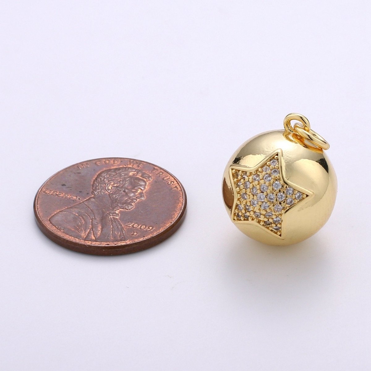 Micro Pave Star Charm Celestial Charm Ball Charm Ornament Star Pendant 14K Gold Filled Finding Necklace Bracelet Christmas Jewelry Making | D-705 - DLUXCA