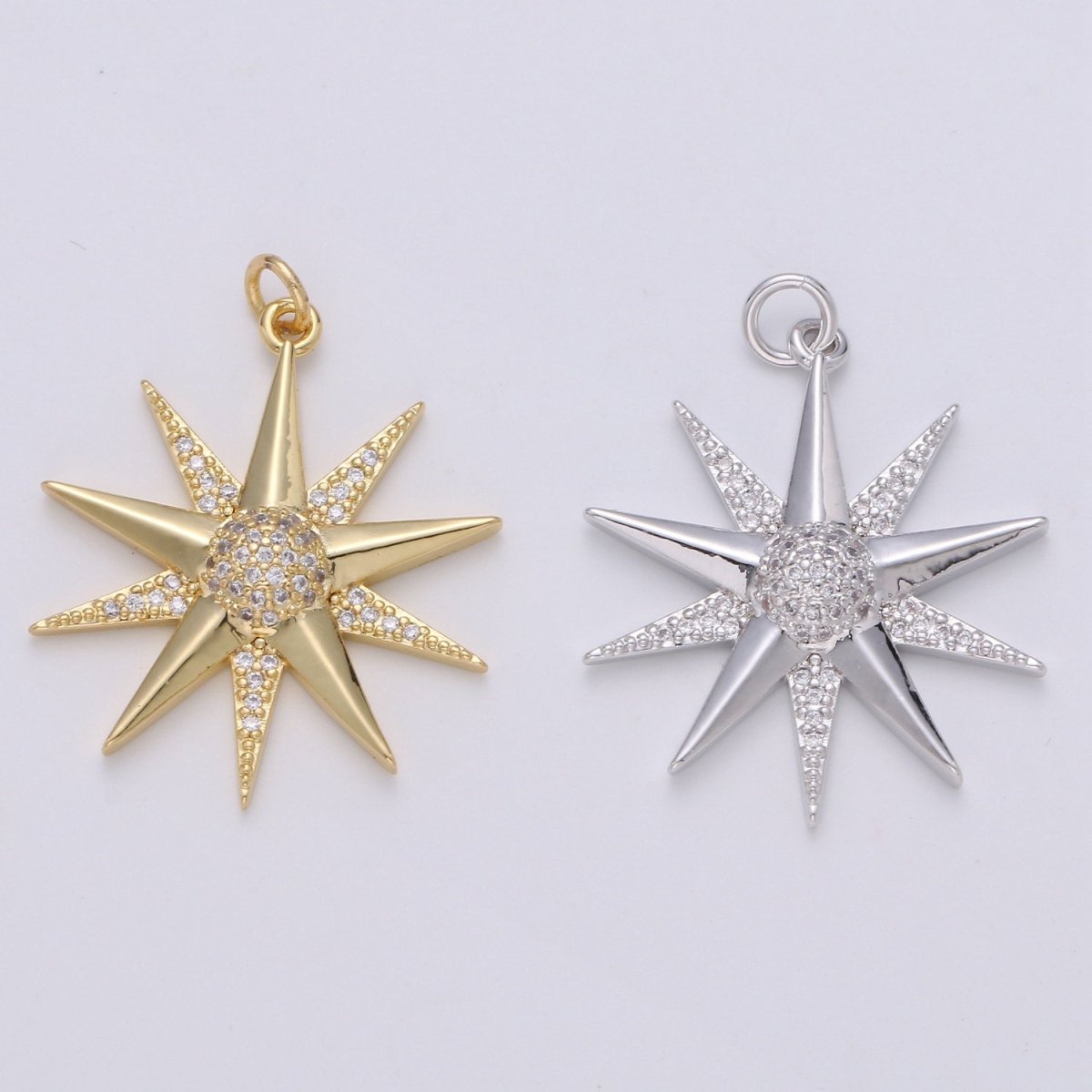 Micro Pave Star Charms, Cubic Zirconia Charms, CZ Charms, Gold Star Charm, Necklace Pendant Bracelet Charms Silver Star Celestial Jewelry D-475 D-587 - DLUXCA