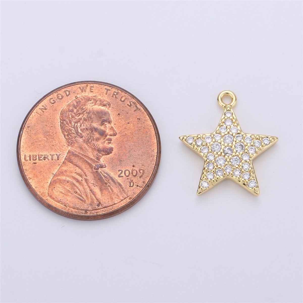 Micro Pave Star Charms, Gold Star Pave Star Pendant, Cubic Zirconia Charms, CZ Pave Star, Gold Star Earring Bracelet Necklace Charm C-675 - DLUXCA