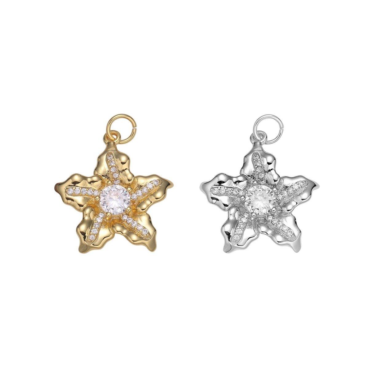 Micro Pave Star Charms, Solitaire Cubic Zirconia Charms, Gold Star Charm, Necklace Pendant Bracelet Charms Star Celestial Jewelry E-190 E-783 - DLUXCA