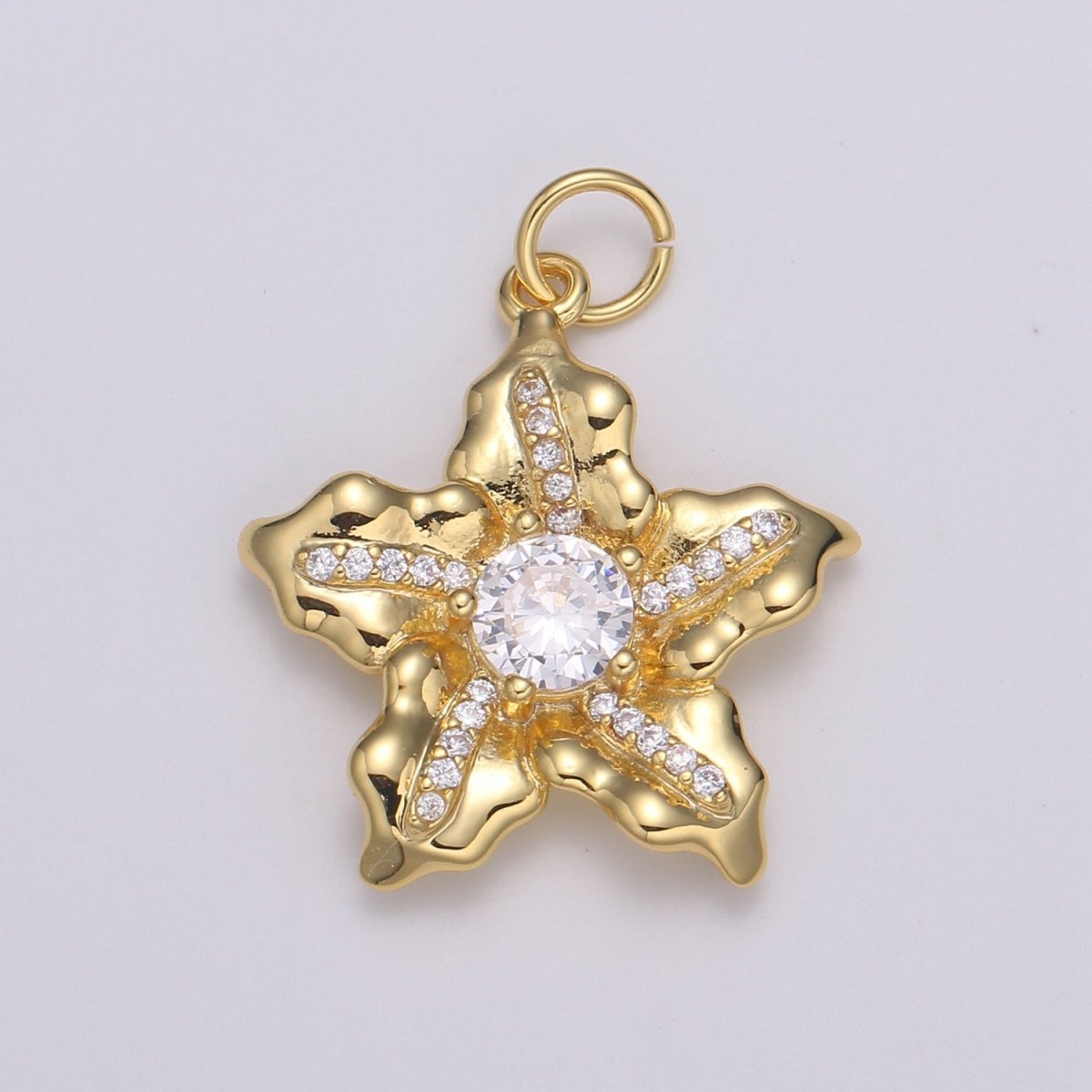 Micro Pave Star Charms, Solitaire Cubic Zirconia Charms, Gold Star Charm, Necklace Pendant Bracelet Charms Star Celestial Jewelry E-190 E-783 - DLUXCA