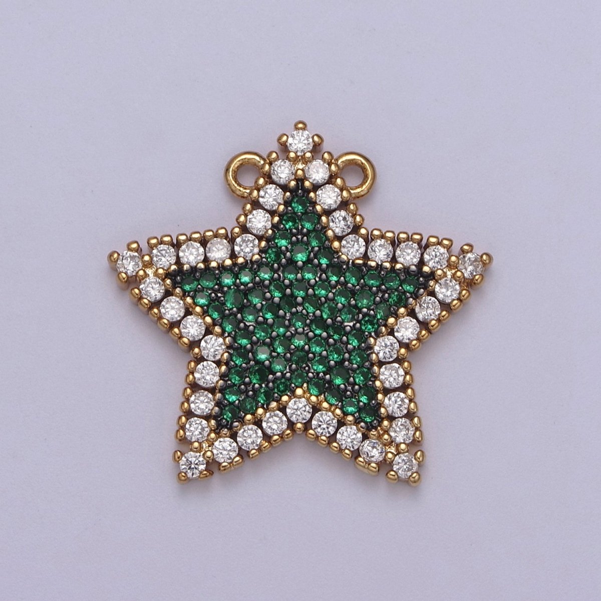 Micro Pave Star Pendant • 24k Gold Filled Star Charm Dainty Celestial Jewelry Making Supplies • Cubic Twinkle Little Star Green Blue Teal Pink CZ Star F-760 F-763 F-768 F-769 - DLUXCA