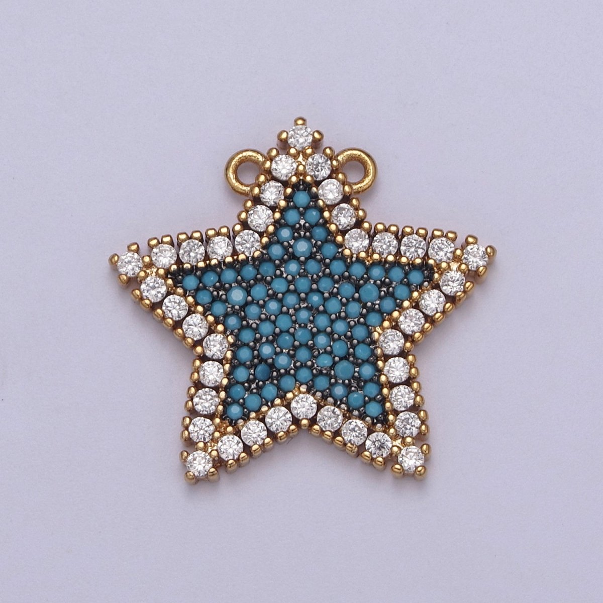 Micro Pave Star Pendant • 24k Gold Filled Star Charm Dainty Celestial Jewelry Making Supplies • Cubic Twinkle Little Star Green Blue Teal Pink CZ Star F-760 F-763 F-768 F-769 - DLUXCA