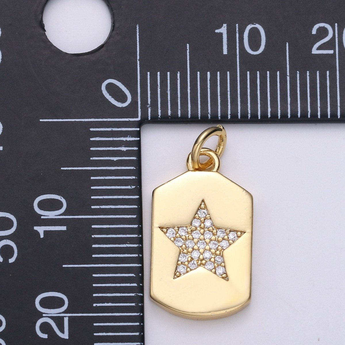 Micro Pave Star Pendant Dainty Star Charm Gold Celestial Charm Star Tag Charm Jewelry Making Supply 24K Gold Filled Findings, D-535 - DLUXCA