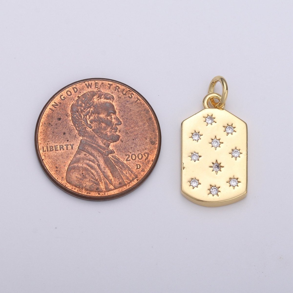 Micro Pave Star Pendant Dainty Star Charm Gold Celestial Dog Tag Charm Military Tag Jewelry Making Supply 24K Gold Filled Findings D-532 - DLUXCA