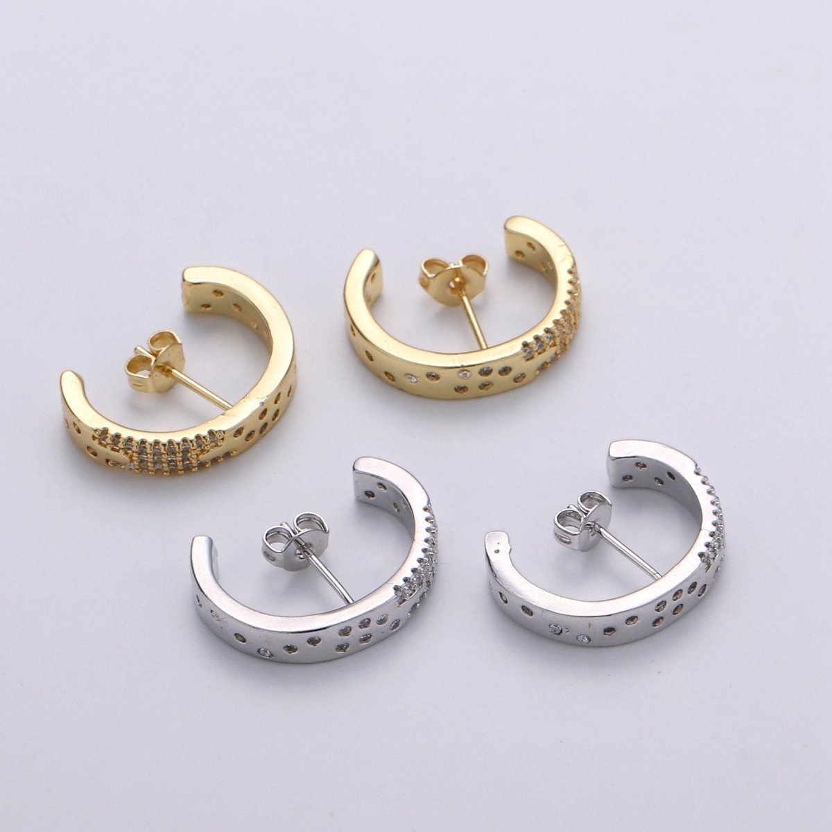 Micro Pave Suspender Earrings • Gold Filled ear climbers • cuff earrings • Gold hoop stud earrings • Satement Earring jewelry Q-245 Q-246 - DLUXCA