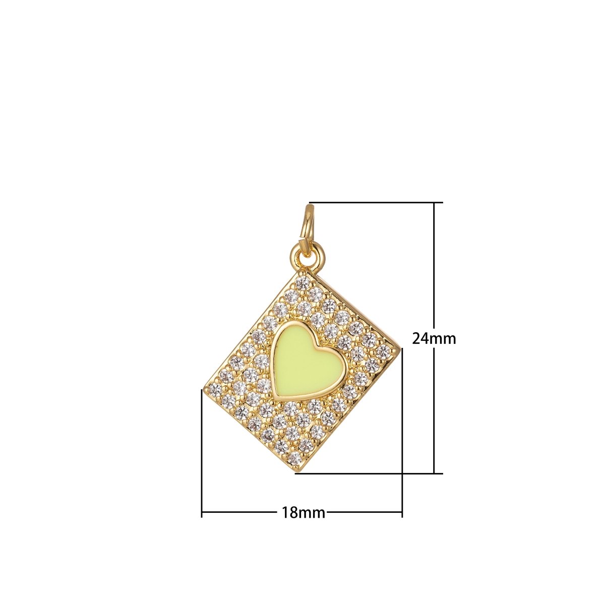 Micro Pave Tag Charm Cubic Heart Enamel Pendant E-892-E-898 - DLUXCA