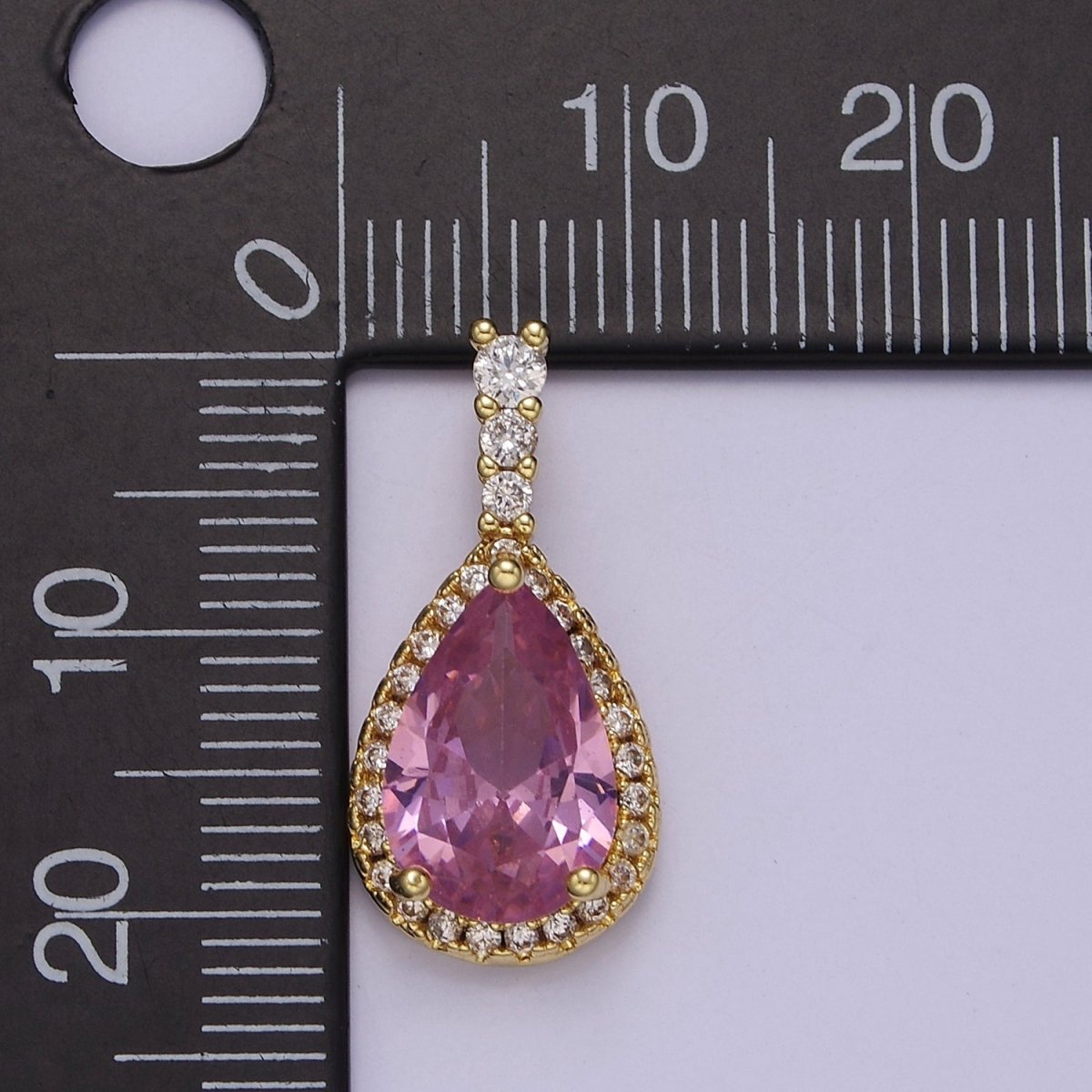 Micro Pave Teardrop Pink, Clear, Black Cubic Zirconia CZ Pendant Charm For Jewelry Necklace Making, J-562 J-564 J-565 - DLUXCA