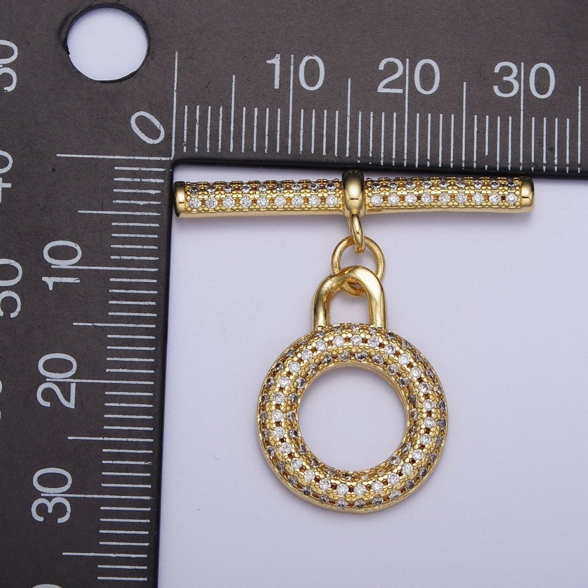 Micro Paved 24K Gold Filled Toggle Clasps For Necklace Bracelet Findings L-920 - DLUXCA