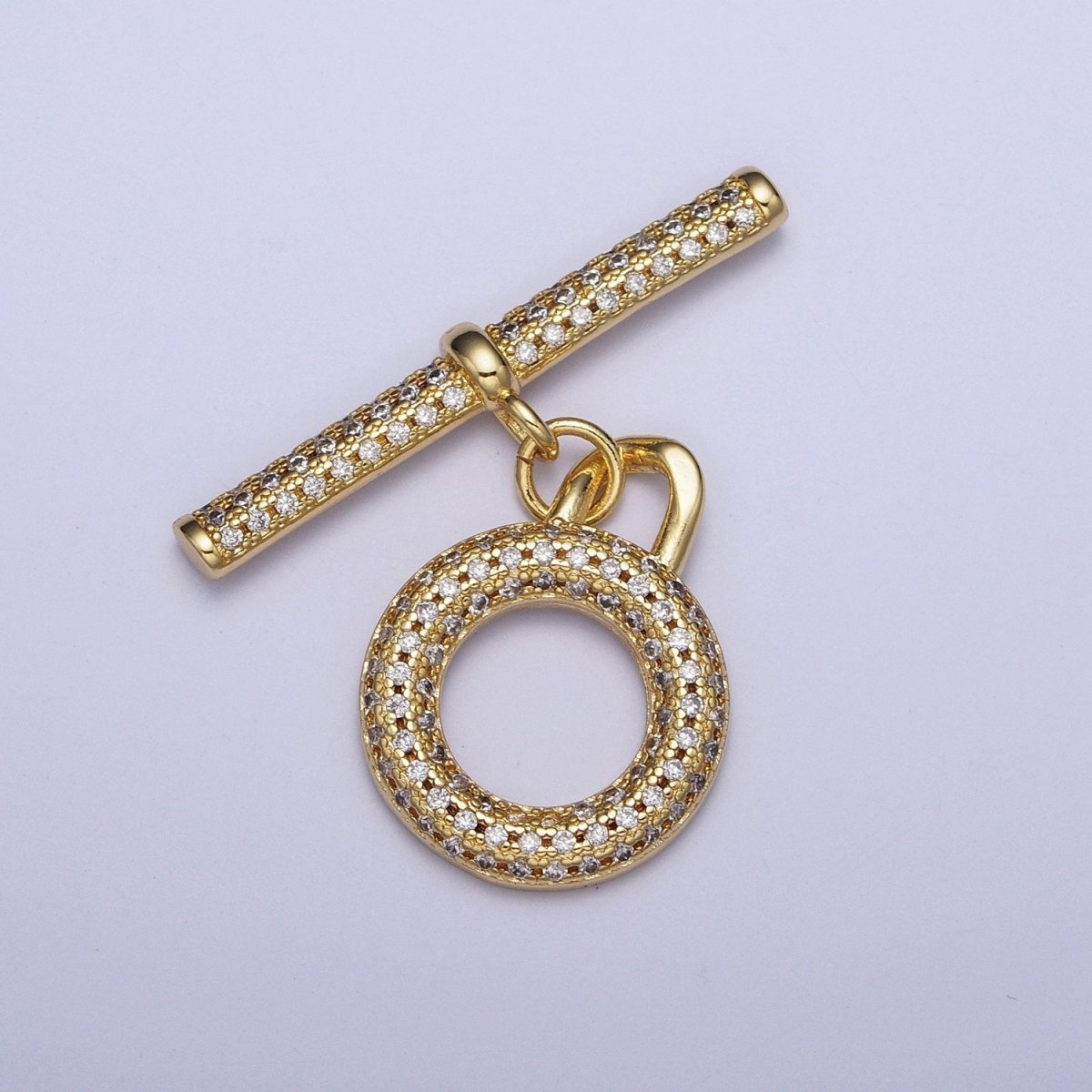 Micro Paved 24K Gold Filled Toggle Clasps For Necklace Bracelet Findings L-920 - DLUXCA