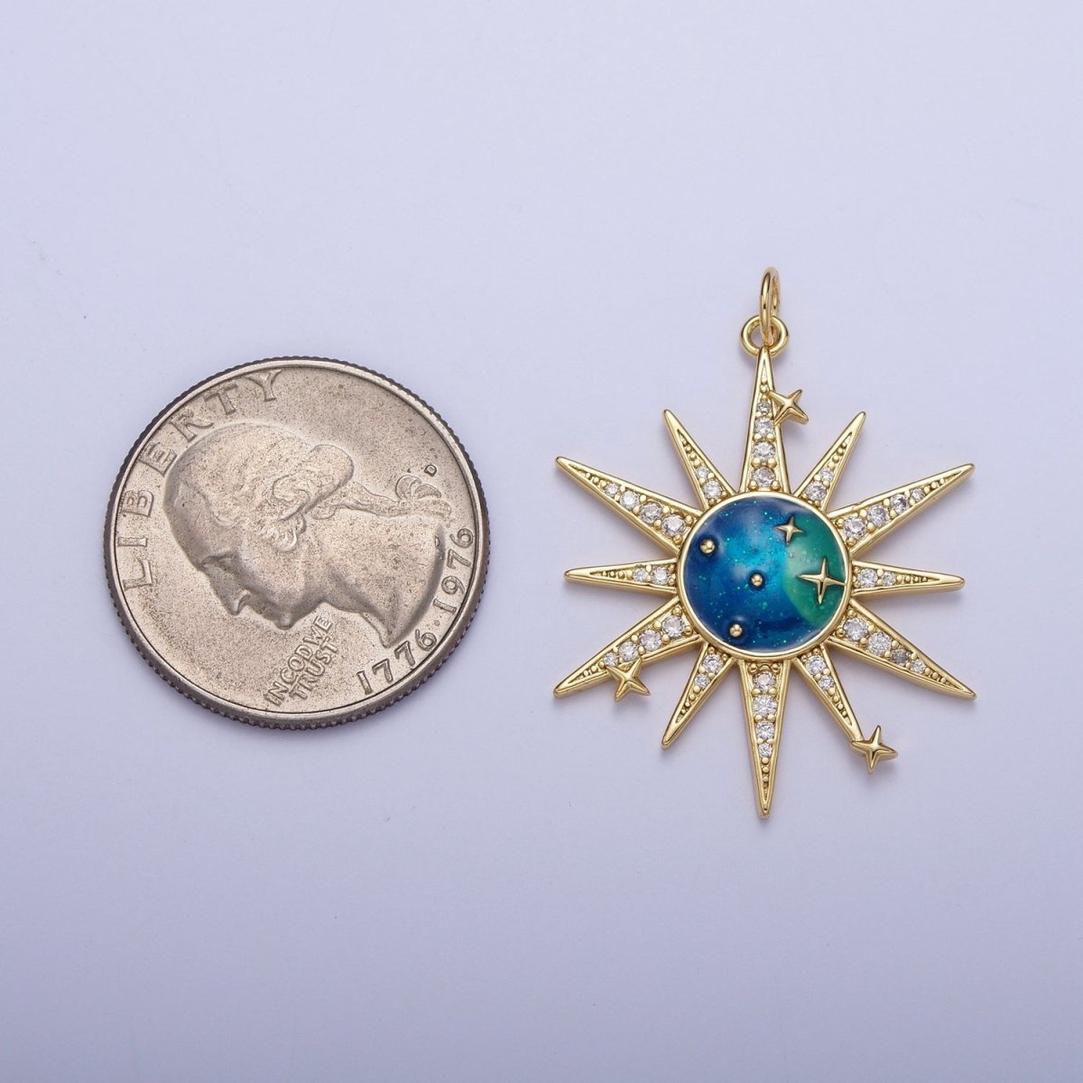 Micro Paved Celestial Space Galaxy Enamel Stars & Sun Charm For Jewelry Making | X-709 - DLUXCA