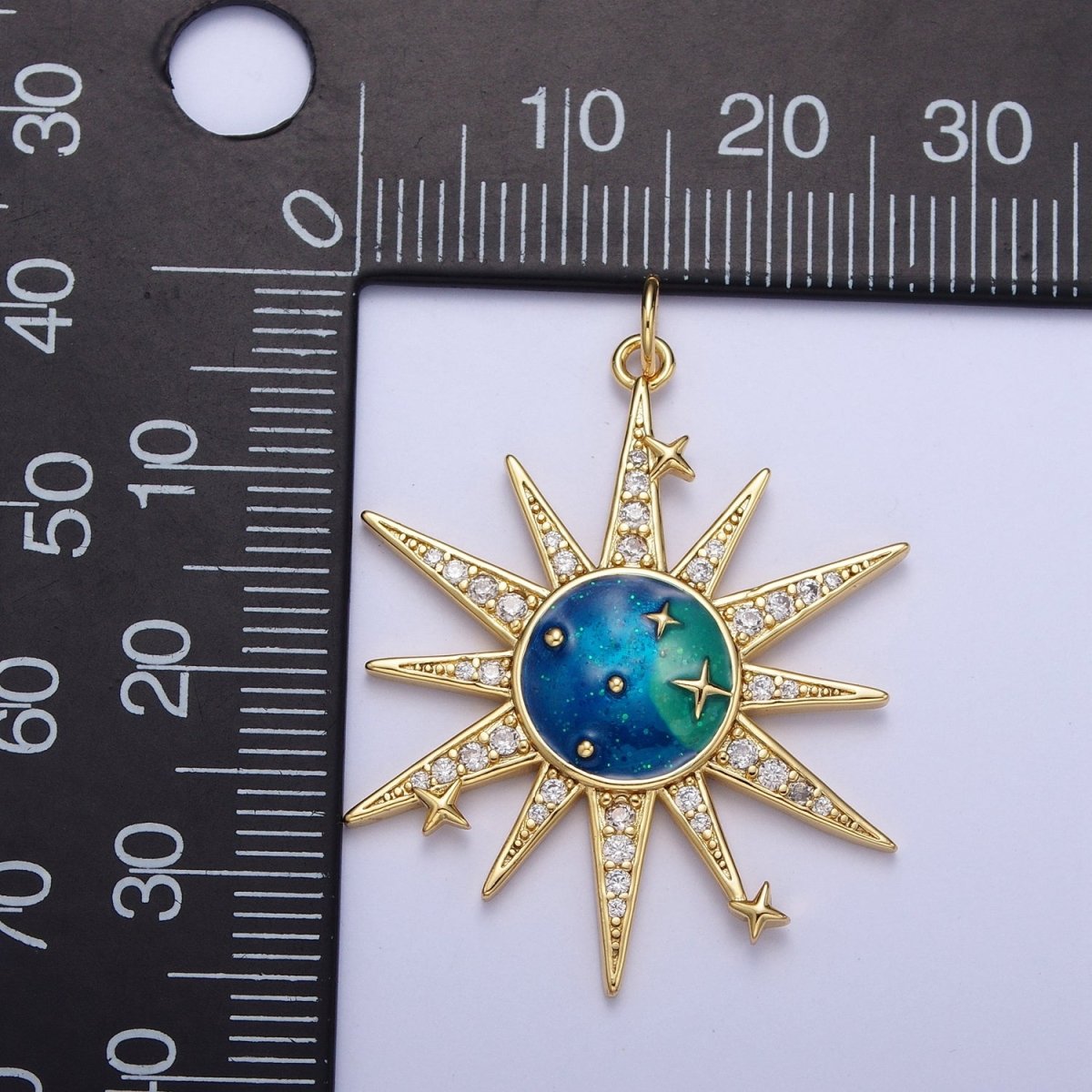 Micro Paved Celestial Space Galaxy Enamel Stars & Sun Charm For Jewelry Making | X-709 - DLUXCA