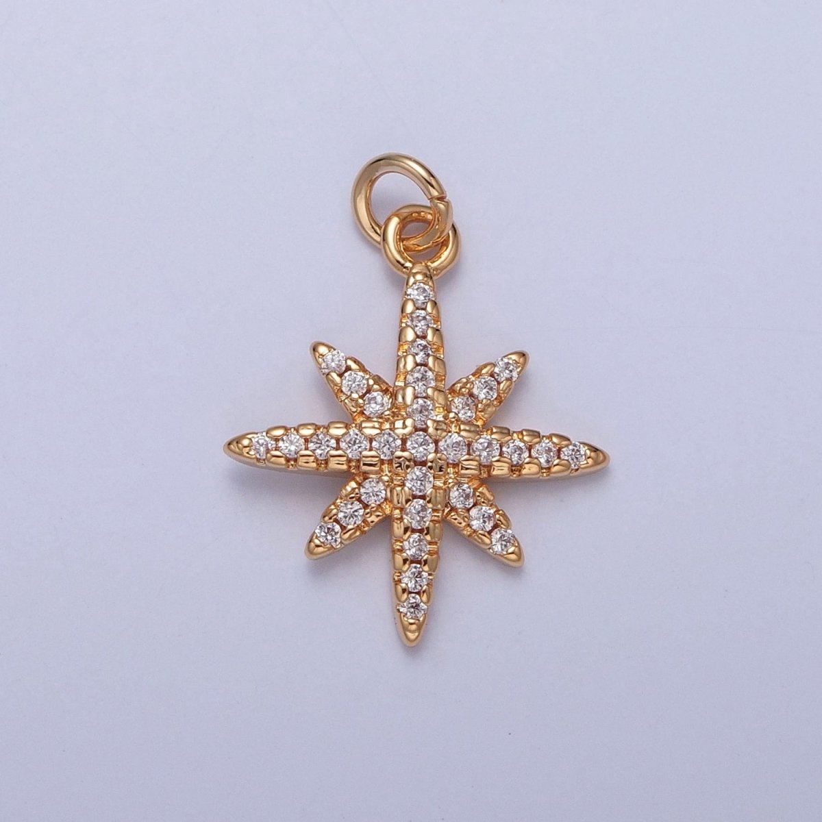 Micro Paved Cubic Zirconia Celestial Star Charm Jewelry Making Component | X-263 - DLUXCA