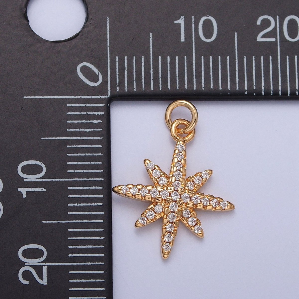 Micro Paved Cubic Zirconia Celestial Star Charm Jewelry Making Component | X-263 - DLUXCA