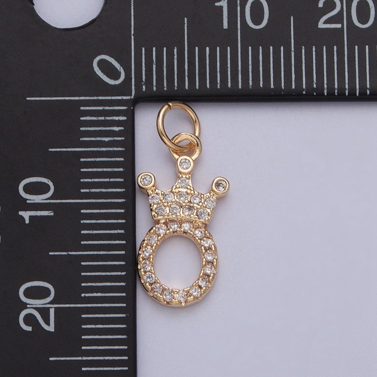 Micro Paved Cubic Zirconia Oval O Royalty Crown Charm For Jewelry Making Component | X-209 - DLUXCA