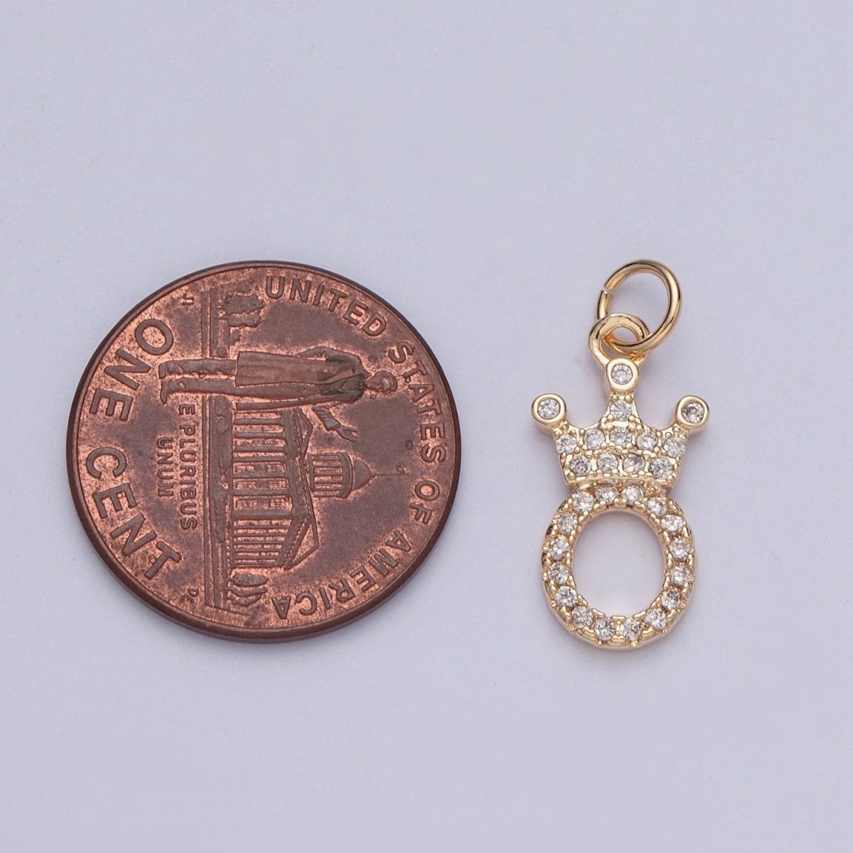 Micro Paved Cubic Zirconia Oval O Royalty Crown Charm For Jewelry Making Component | X-209 - DLUXCA