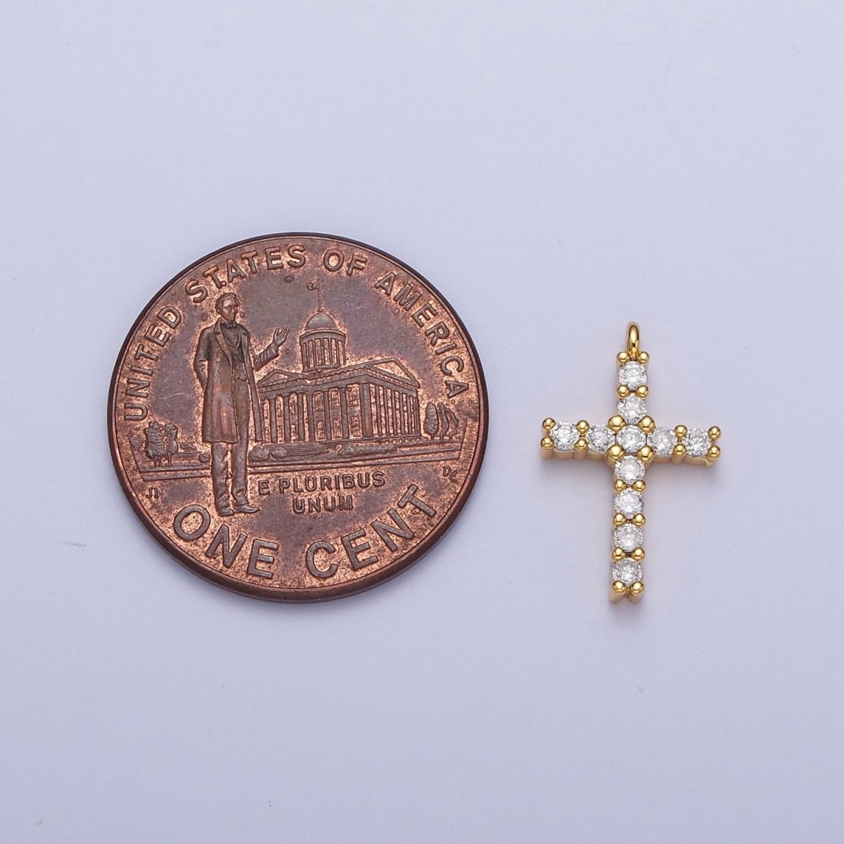 Micro Paved Cubic Zirconia Religious Cross Charm DIY Jewelry Component | C-877 - DLUXCA