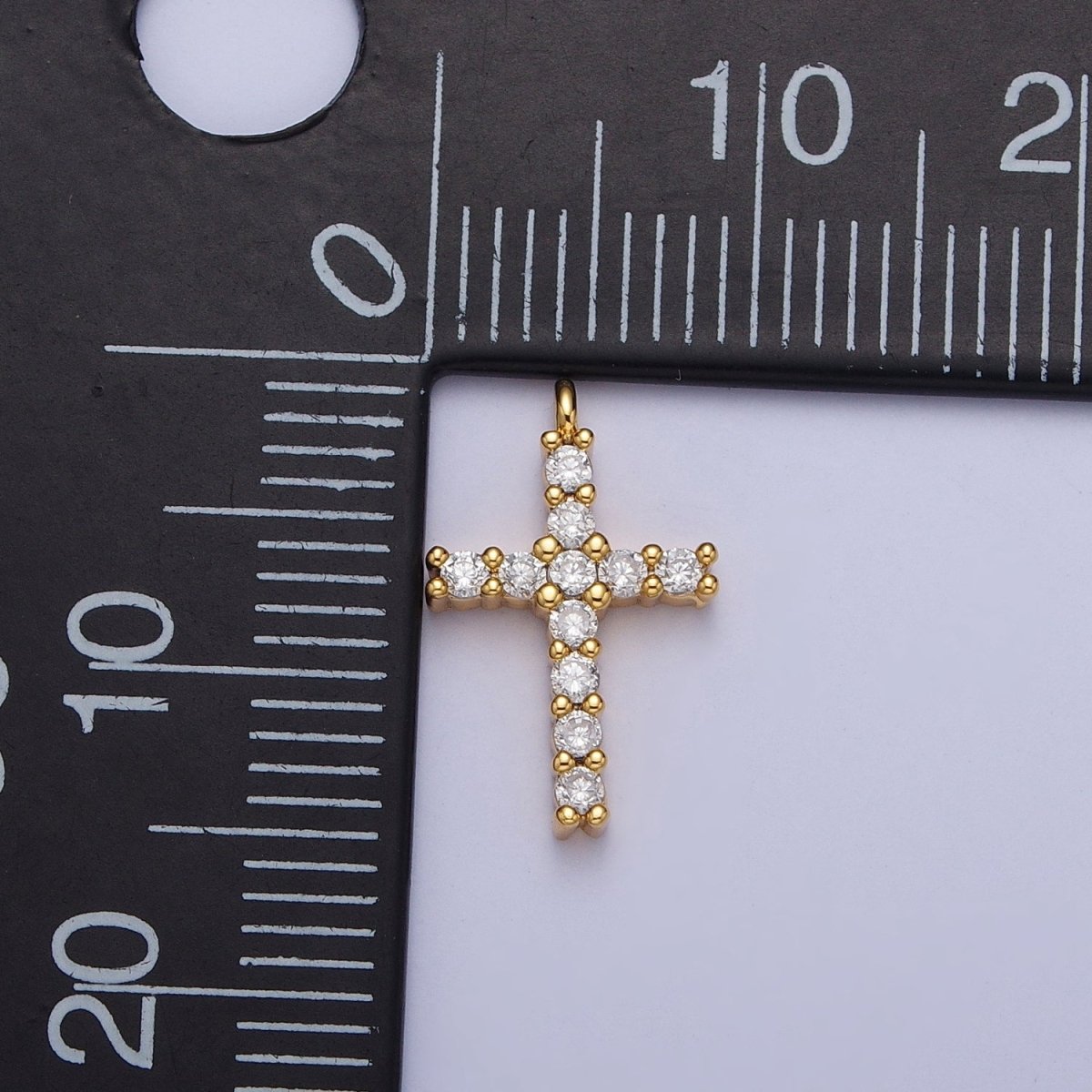 Micro Paved Cubic Zirconia Religious Cross Charm DIY Jewelry Component | C-877 - DLUXCA