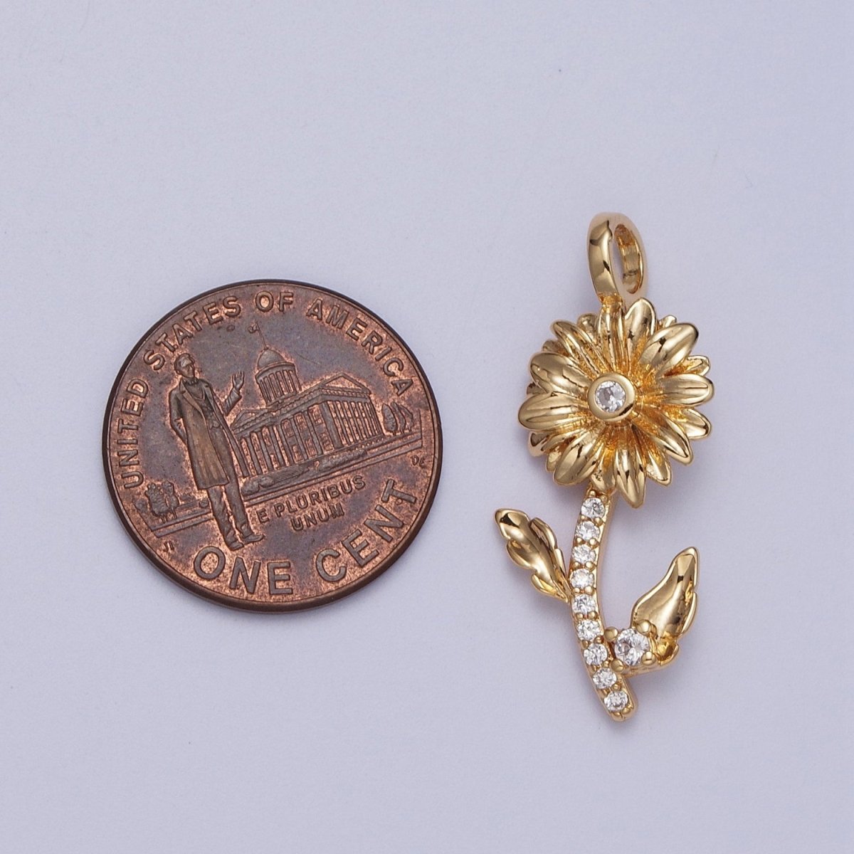 Micro Paved CZ Botanic Garden Birth Flower Gold Charm H-011 H-026 - H-032 H-038 H-040 H-041 - DLUXCA