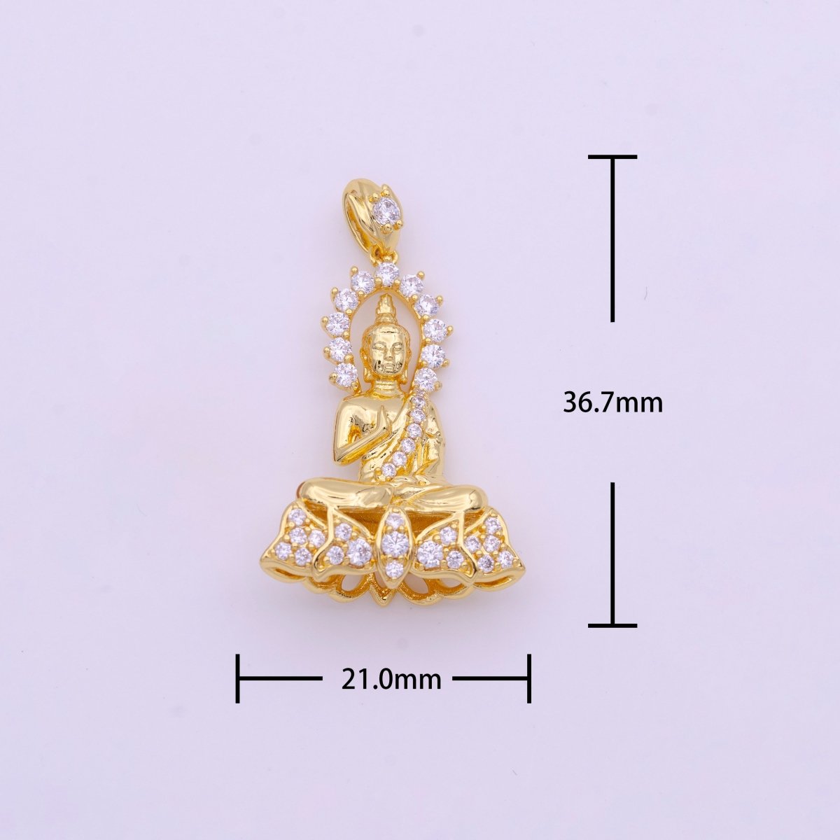 Micro Paved CZ Gilded Gold Sitting Thailand Buddha Pendant I-651 - DLUXCA