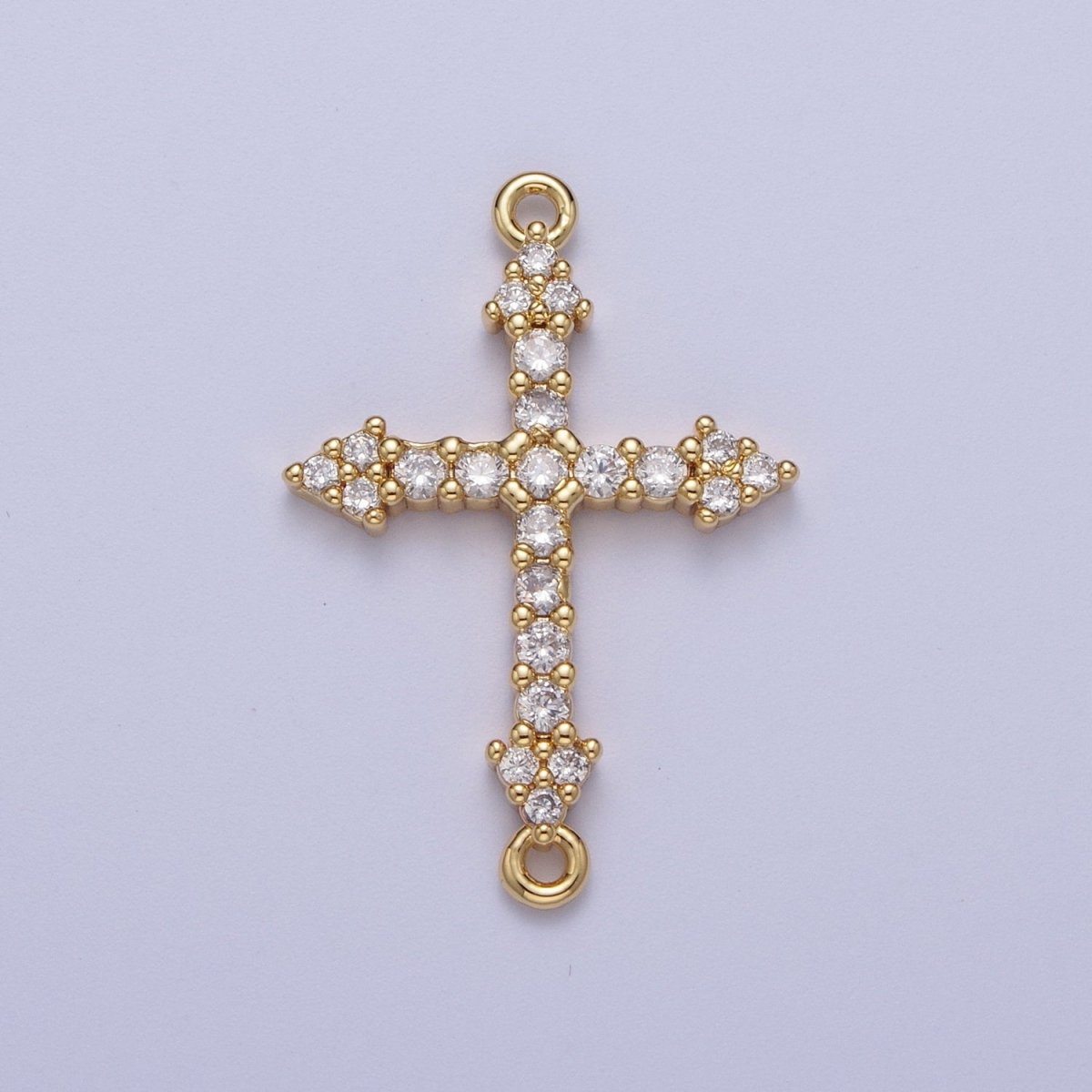 Micro Paved CZ Gold Cross Charm Connector For Religious Rosary Jewelry Making Supply F-140 F-241 F-303 - DLUXCA