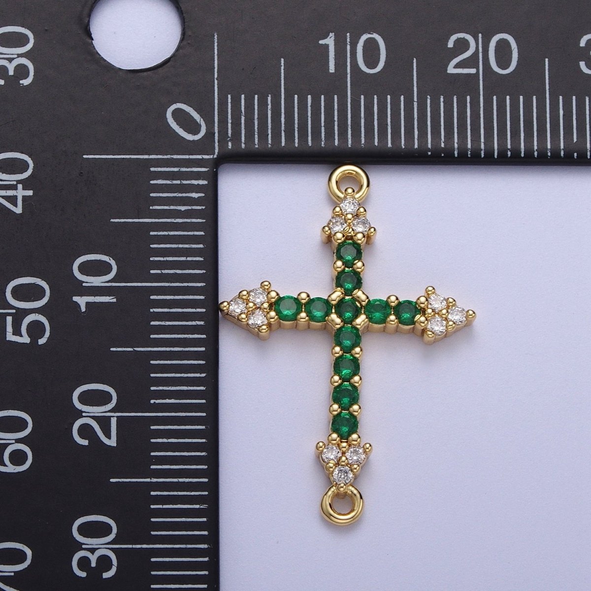 Micro Paved CZ Gold Cross Charm Connector For Religious Rosary Jewelry Making Supply F-140 F-241 F-303 - DLUXCA