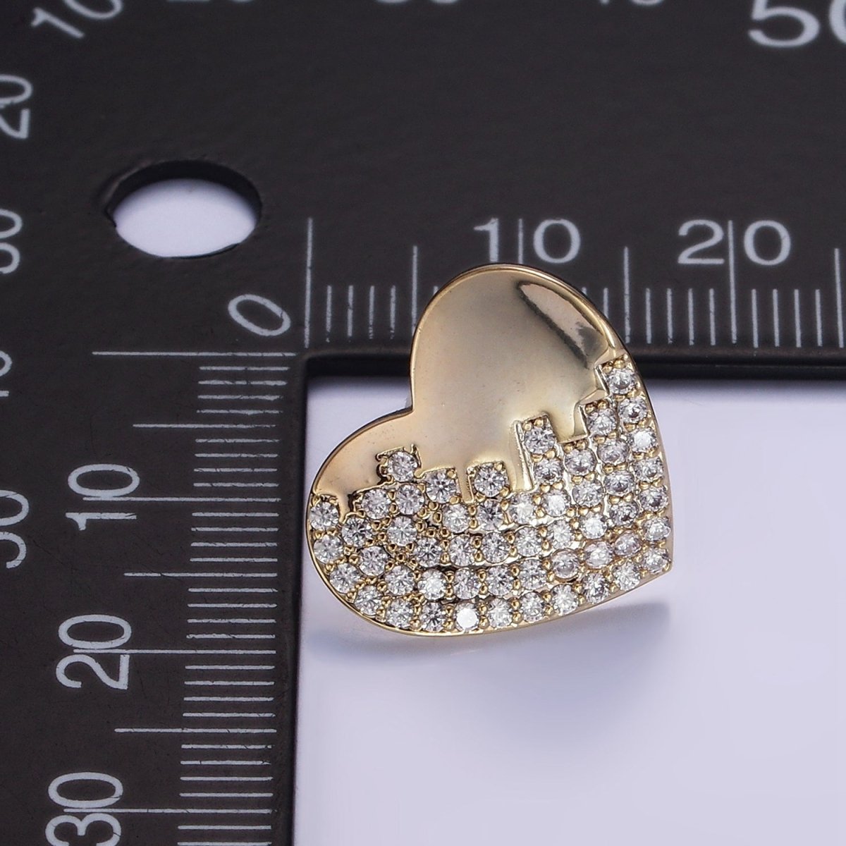Micro Paved CZ Heart Stud Earrings Set in Gold & Silver | V534 V535 - DLUXCA
