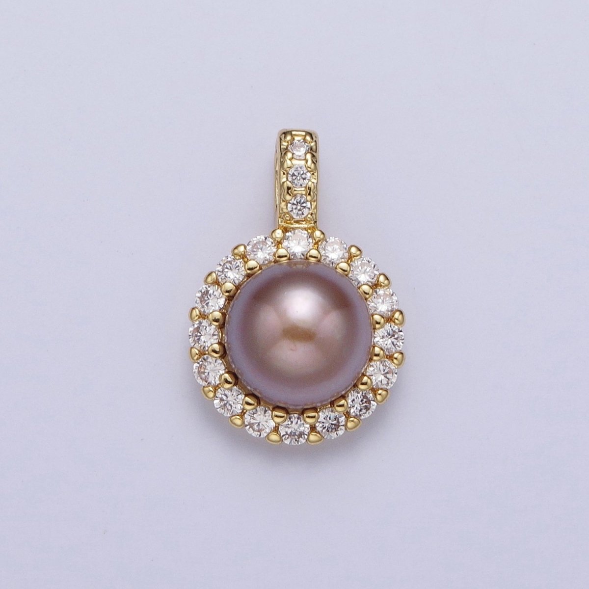 Micro Paved CZ Round White / Purple Shell Pearl Pendant For Jewelry Making H-102 H-108 - DLUXCA