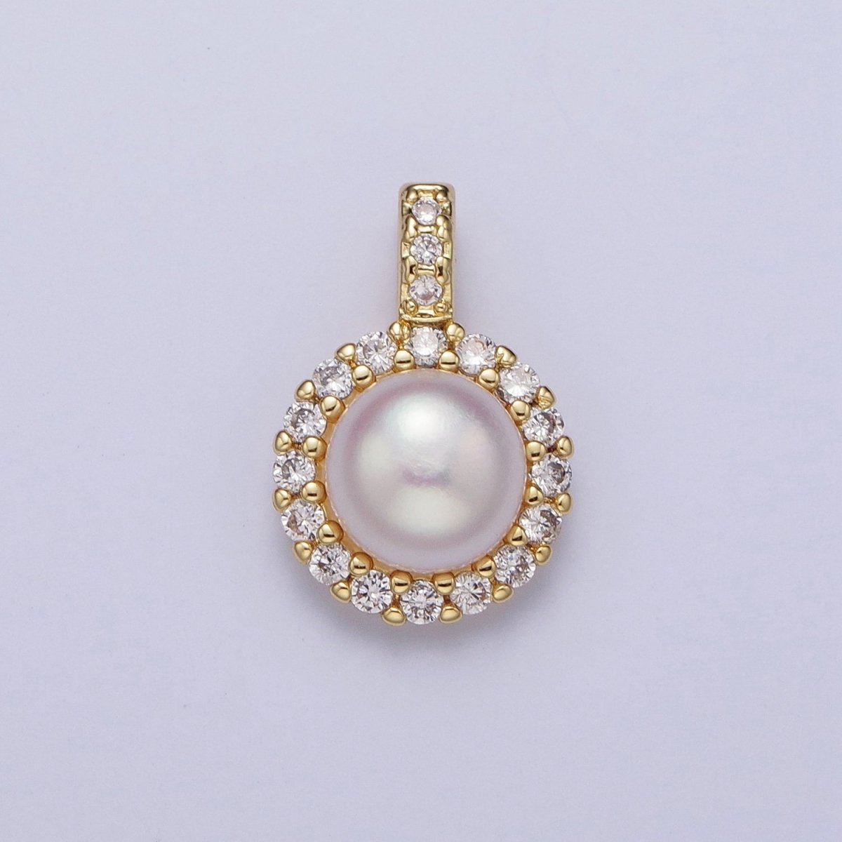 Micro Paved CZ Round White / Purple Shell Pearl Pendant For Jewelry Making H-102 H-108 - DLUXCA