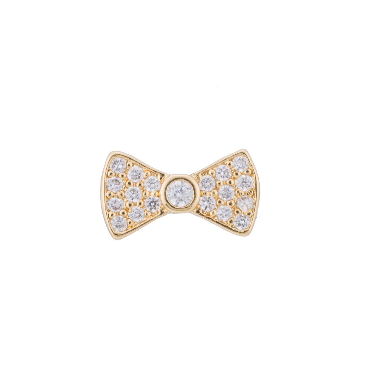 Micro Paved CZ / Turquoise Ribbon Bow Bead in Gold & Silver | B-068 - DLUXCA