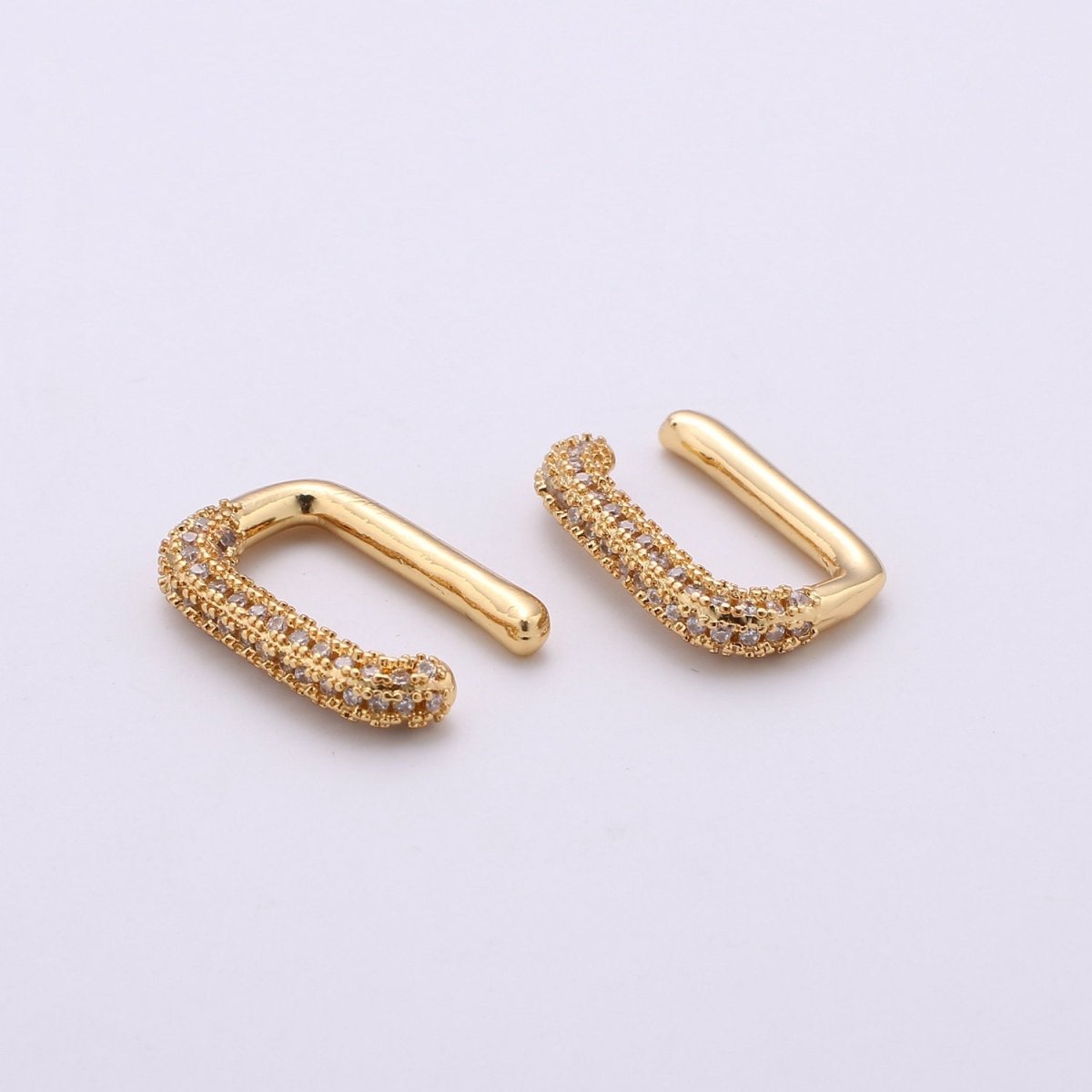 Micro Paved Ear Cuff Earrings EarCuffs - Gold Filled Chunky CZ Paved Non Pierced Cuff Earrings Geometric Jewelry K-447 - DLUXCA