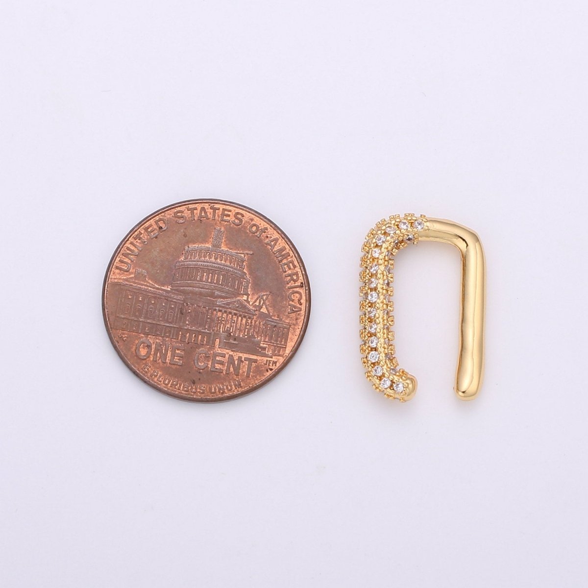 Micro Paved Ear Cuff Earrings EarCuffs - Gold Filled Chunky CZ Paved Non Pierced Cuff Earrings Geometric Jewelry K-447 - DLUXCA