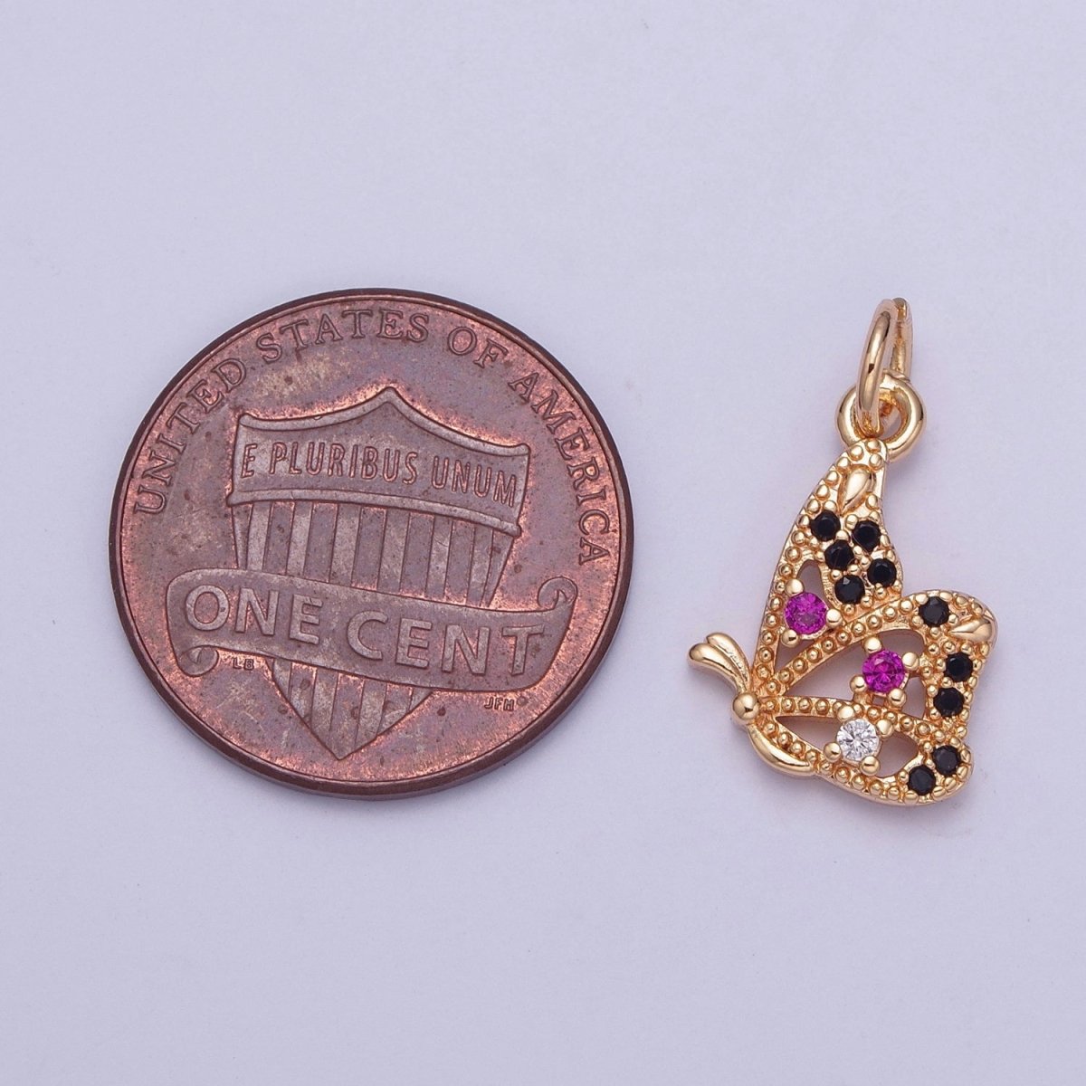 Micro Paved Multicolor, Clear CZ Dainty Flying Butterfly Add on Charm | X-183 X-184 - DLUXCA