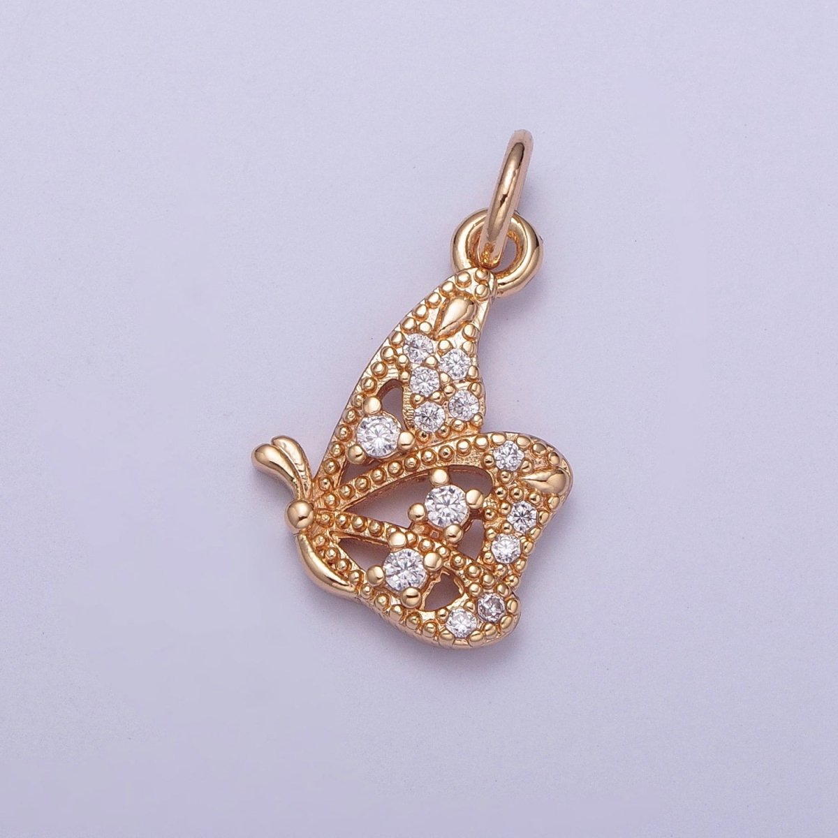 Micro Paved Multicolor, Clear CZ Dainty Flying Butterfly Add on Charm | X-183 X-184 - DLUXCA