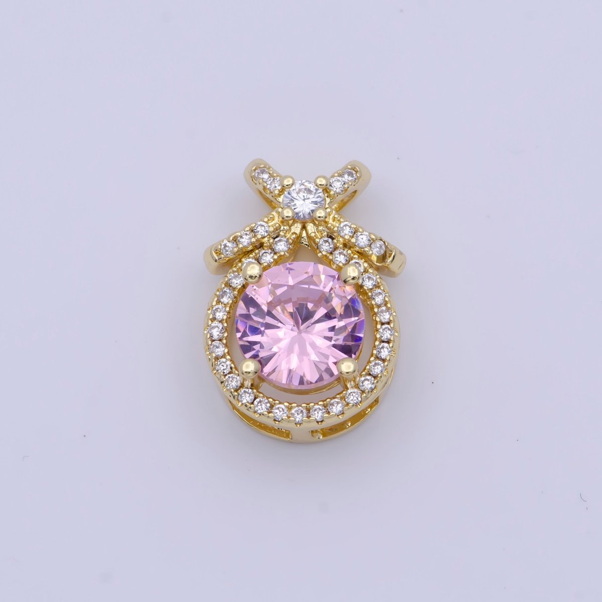 Micro Paved Round Cubic Zirconia Ribbon Knot Pendant For Jewelry Making | X-490-X-493 - DLUXCA