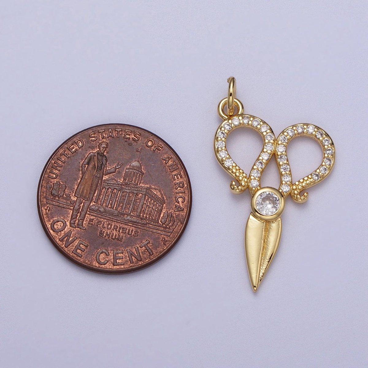 Micro Paved Scissors Cubic Zirconia Charm E-522 - DLUXCA