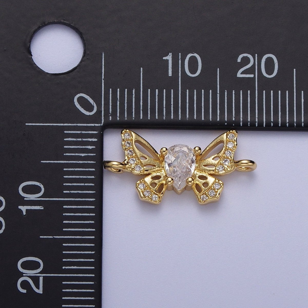 Micro Paved Teardrop Cubic Zirconia Butterfly Mariposa Connector For Jewelry Making Supply F-315 - DLUXCA