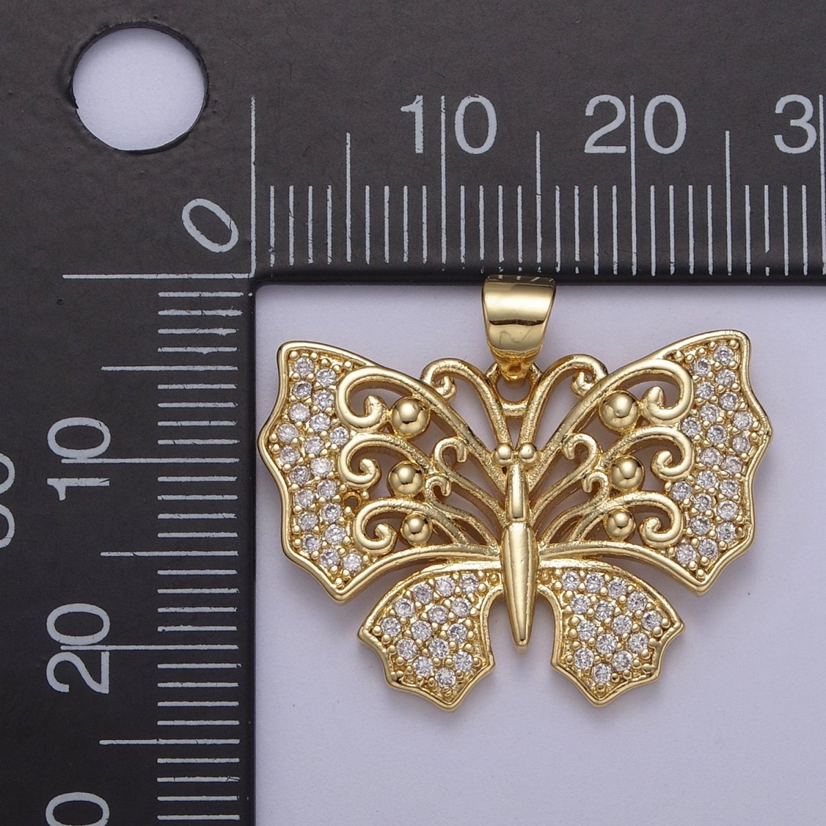 Micropave Cubic Zirconia Gold Filled Butterfly Charm Monarch Butterfly Pendant DIY Jewelry Accessories H-487 - DLUXCA