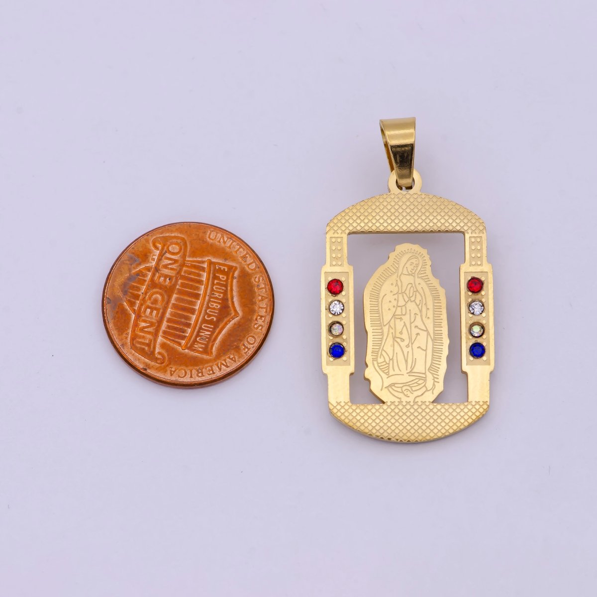Military Tag Virgin Mary Charm for Necklace Gold Lady of Guadalupe Pendant for Religious Jewelry Making Supply in Gold Filled J-316 - DLUXCA