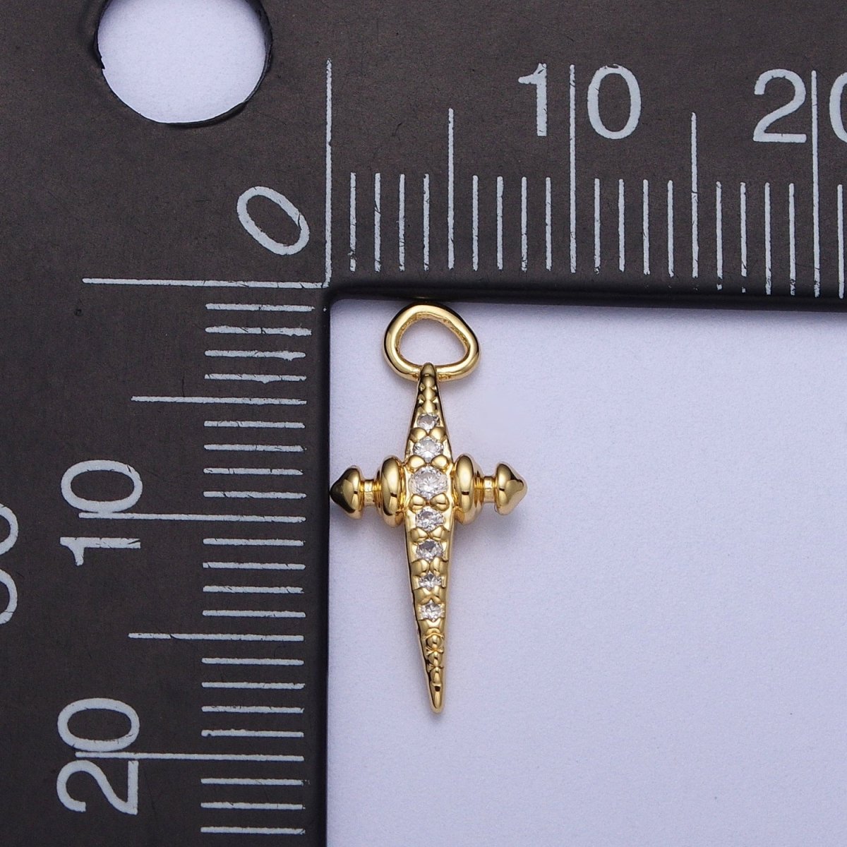 Mini 14K Gold Filled Cross North Star Celestial Jewelry Micro Paved Charm | A-280 - DLUXCA