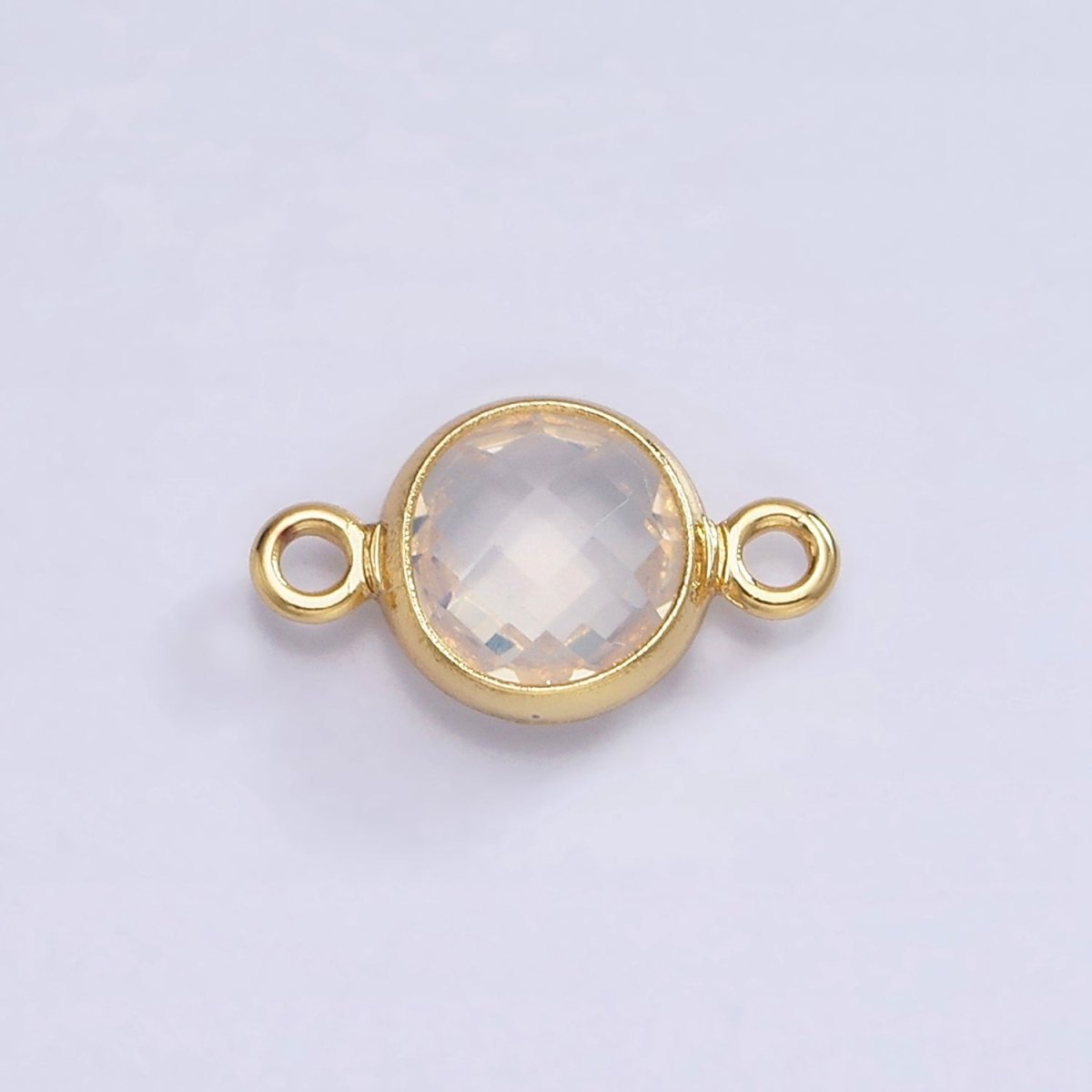Mini 14k Gold Filled Cubic Zirconia Link Connector Color Faceted Crystal Charm Connector Birthstone Link Connector G-742~G-753 - DLUXCA