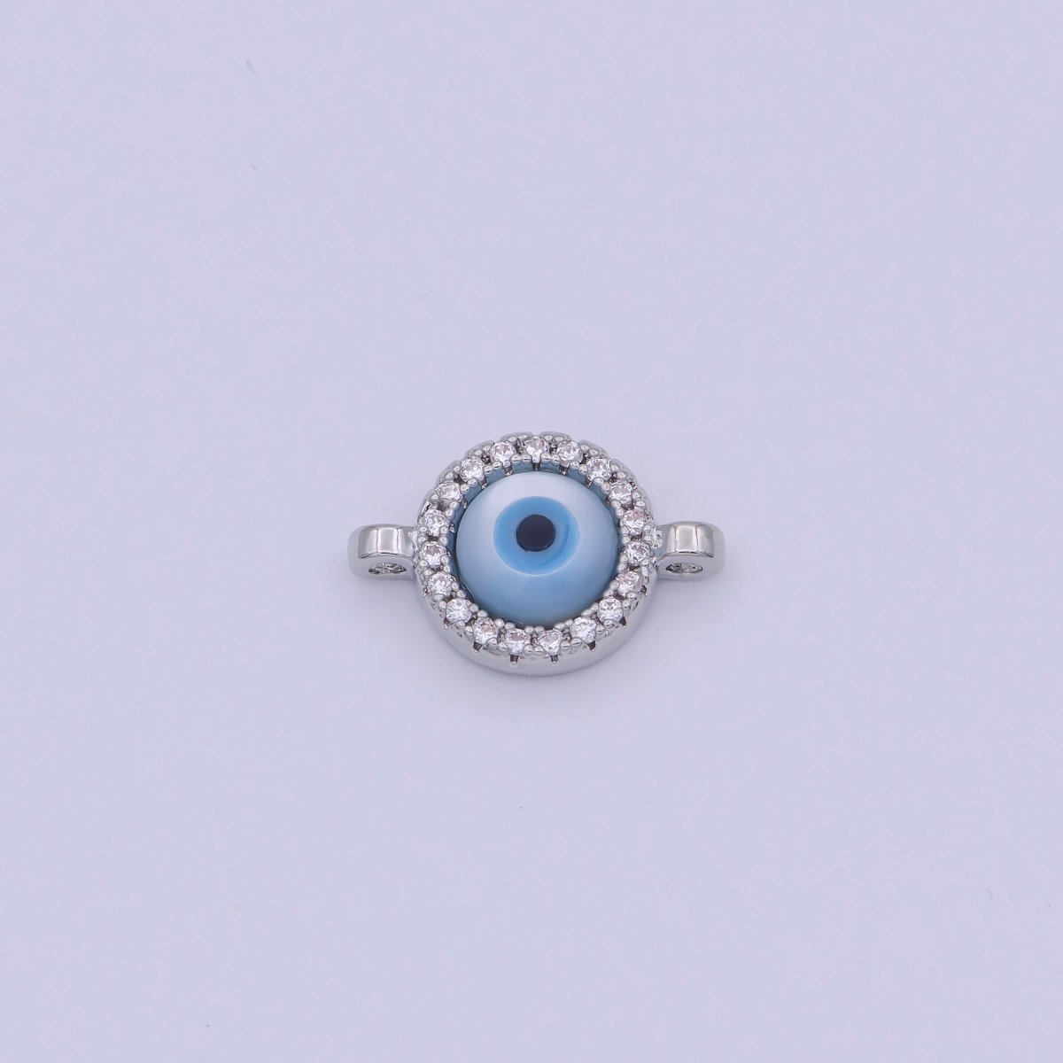 Mini 14K Gold Filled CZ Micro Pave Evil Eye Link Connector in Gold & Silver N-131 N-132 - DLUXCA