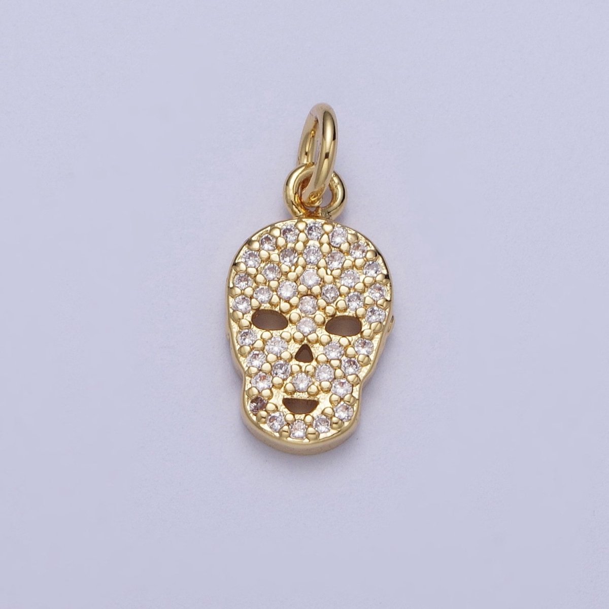 Mini 14K Gold Filled Micro Paved CZ Skull Charm Scary Halloween Inspired | A-298 - DLUXCA