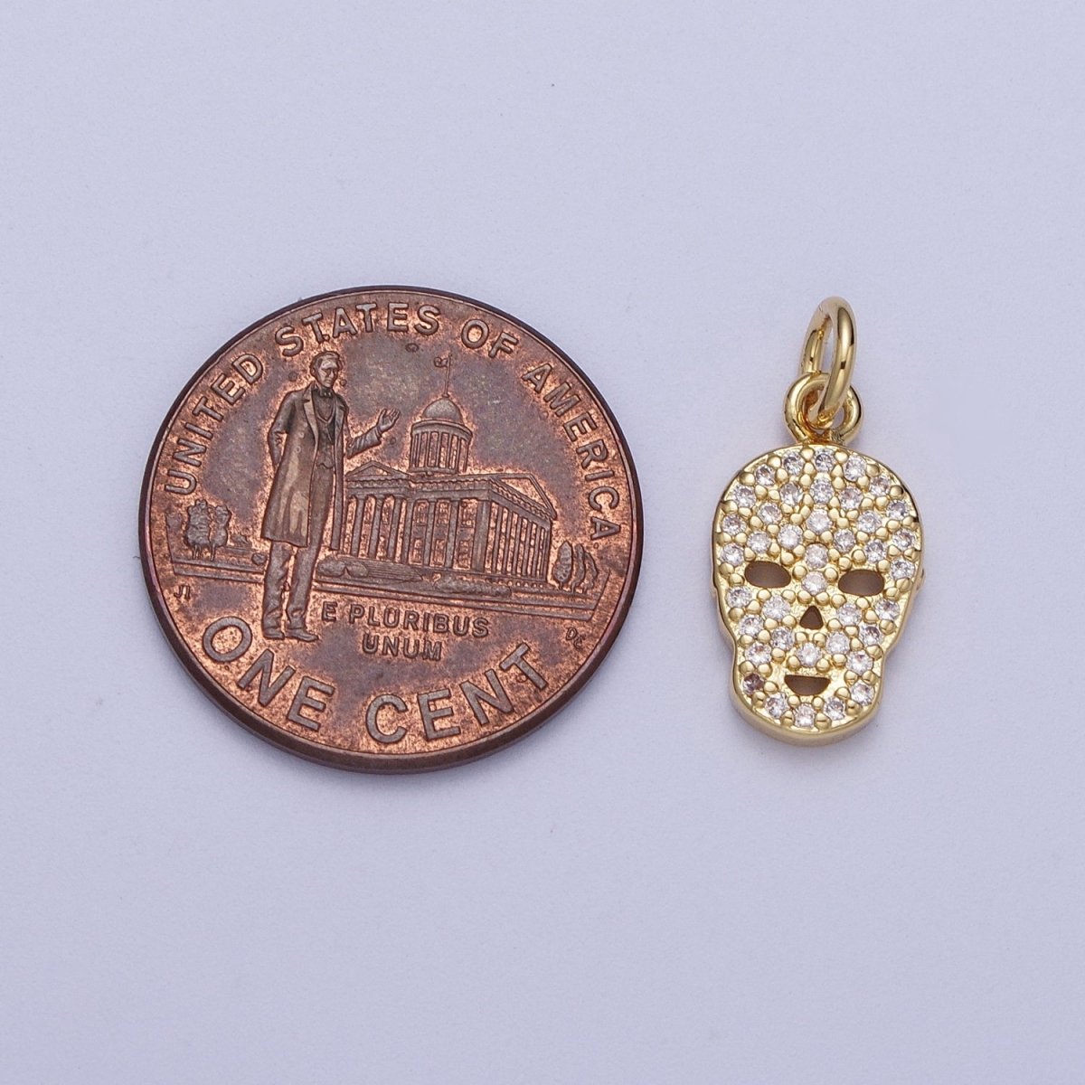 Mini 14K Gold Filled Micro Paved CZ Skull Charm Scary Halloween Inspired | A-298 - DLUXCA