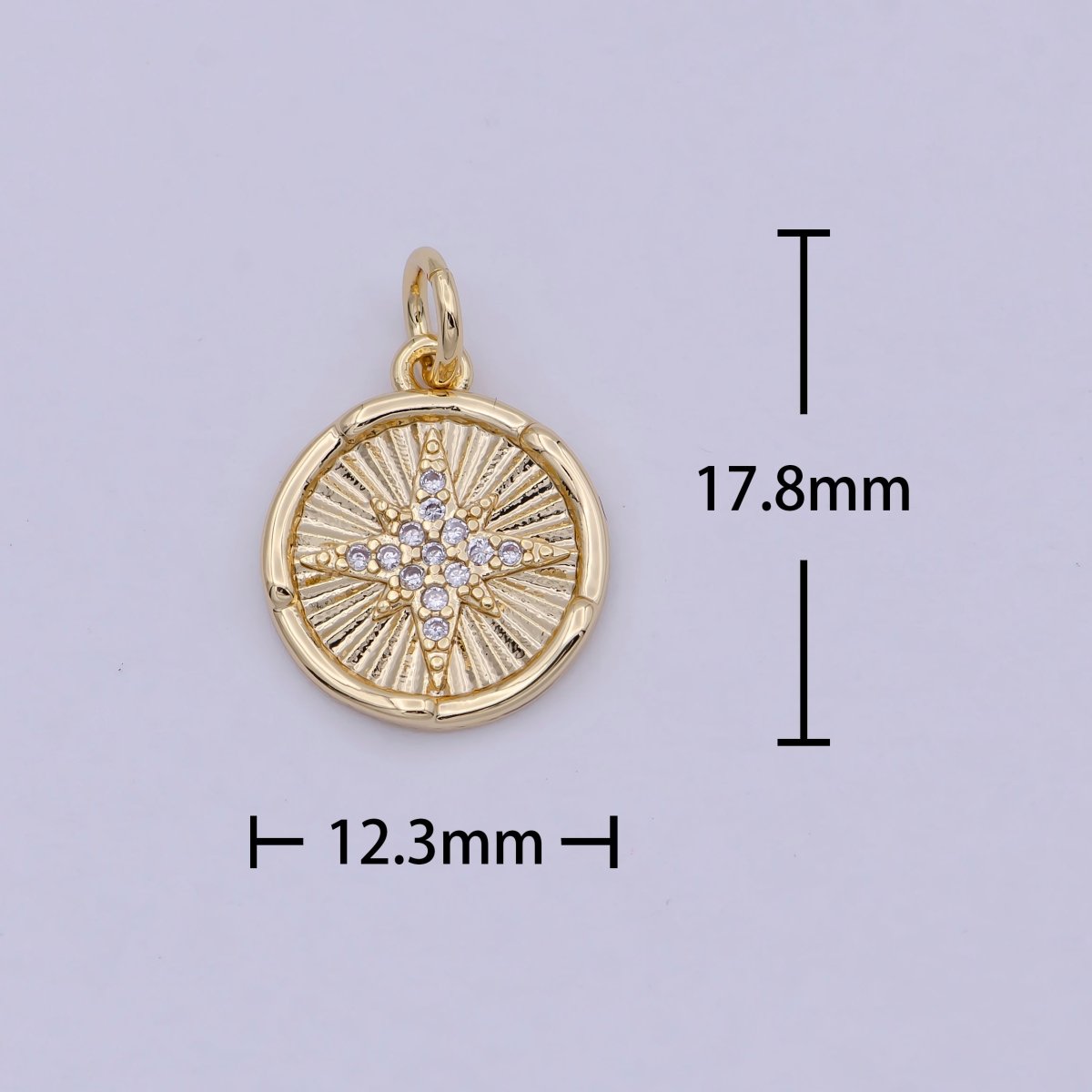 Mini 14K Gold Filled North Star Charm with CZ Stone for Celestial Jewelry N-912 - DLUXCA