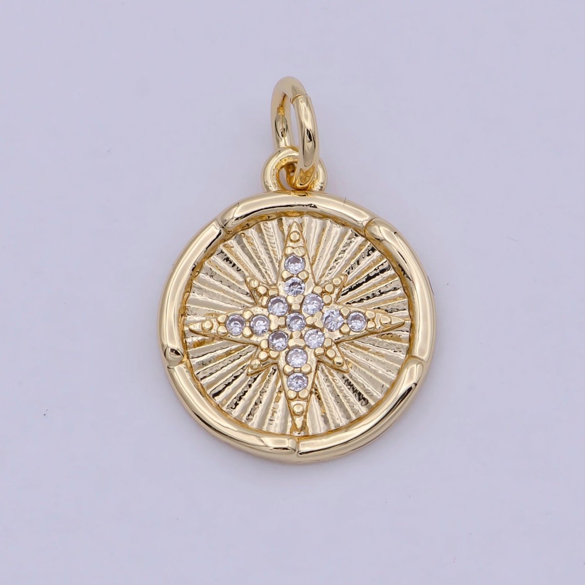 Mini 14K Gold Filled North Star Charm with CZ Stone for Celestial Jewelry N-912 - DLUXCA