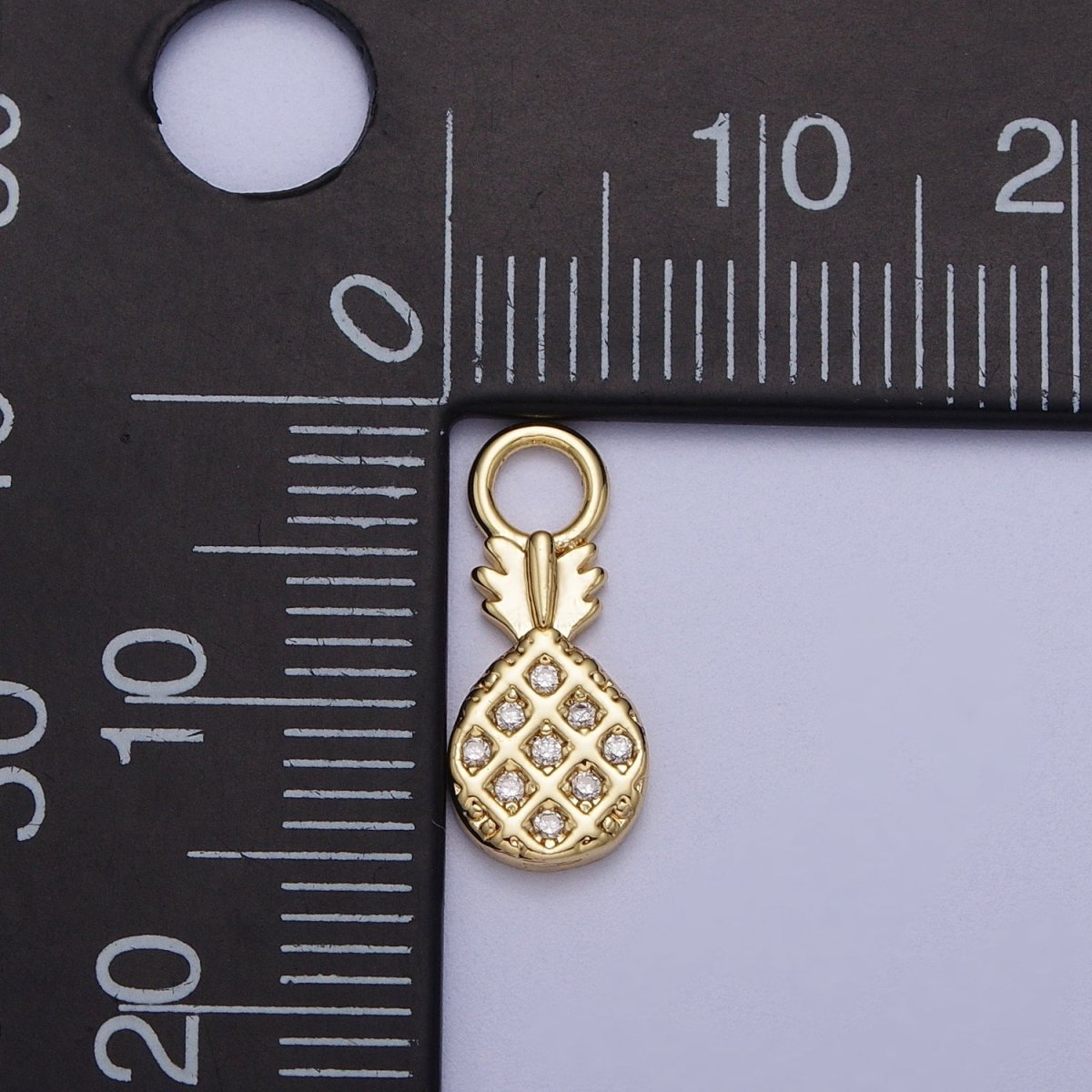 Mini 14k Gold Filled Pineapple Charm Flat Tropical Fruit Dole Charm Earring Bracelet Necklace Jewelry | C-221 - DLUXCA
