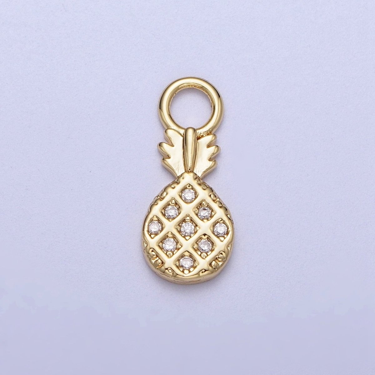 Mini 14k Gold Filled Pineapple Charm Flat Tropical Fruit Dole Charm Earring Bracelet Necklace Jewelry | C-221 - DLUXCA