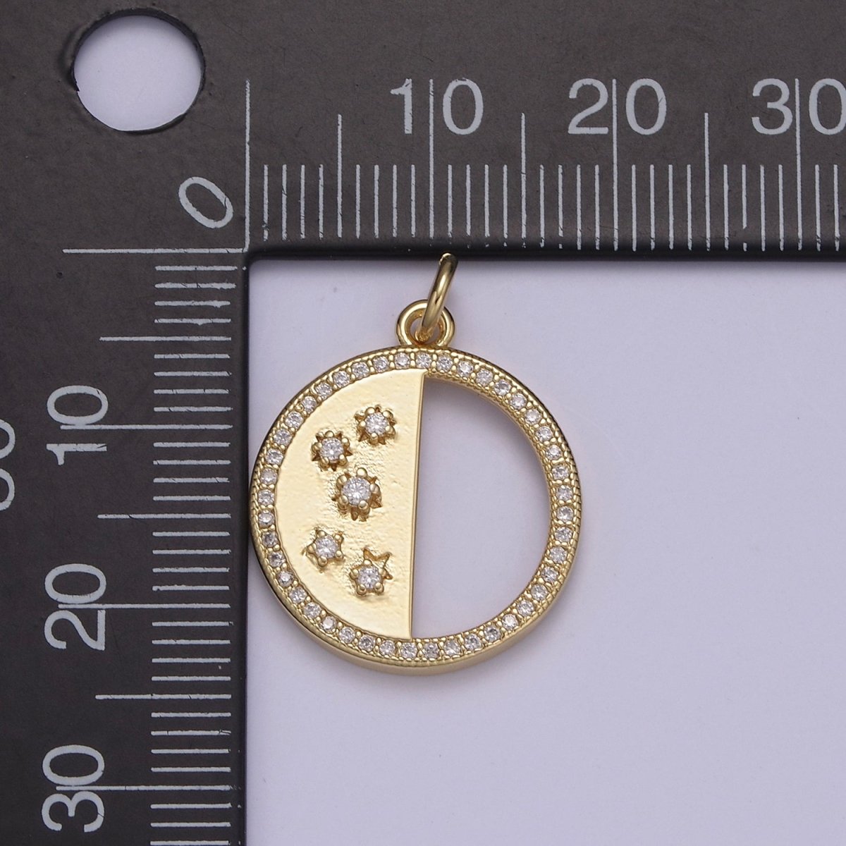Mini 14K Gold Filled Star Charm in Coin Cubic Micro Pave Cz Charm N-815 - DLUXCA